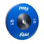 A blue bumper plate weightlifting plate with the PRx logo and the weight '45 LB' printed on it.