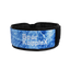Black weightlifting belt with blue marble pattern and 'Bear KompleX' branding on a white background