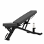 Black adjustable weight bench on a white background