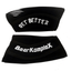 Black knee sleeves with 'Get Better' and 'Bear Komplex' text on a white background