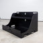 Black large PRx Junk Drawer at 45 degree angle sitting on the floor. Features a ledge shelf for smaller items over a bigger compartment for shoes, foam roller, etc.