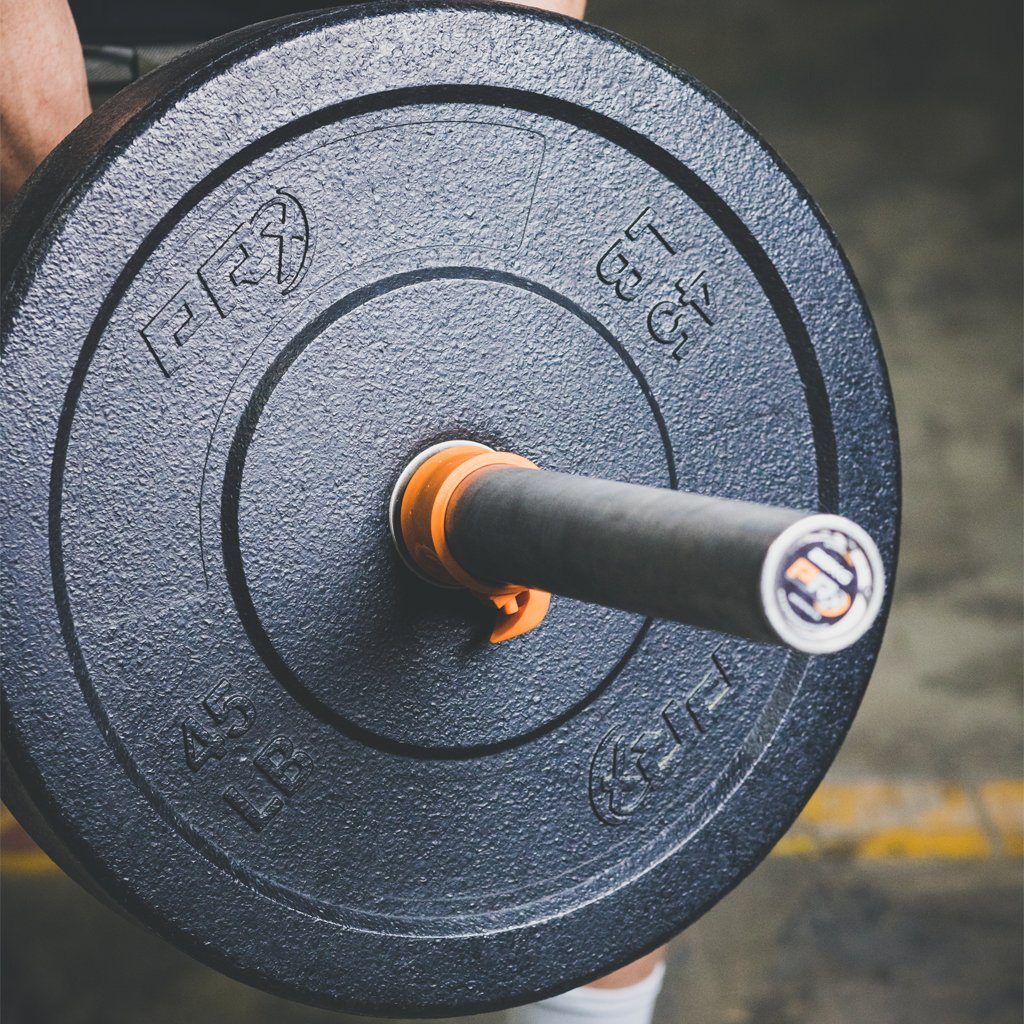 Talon barbell collar on loaded bar