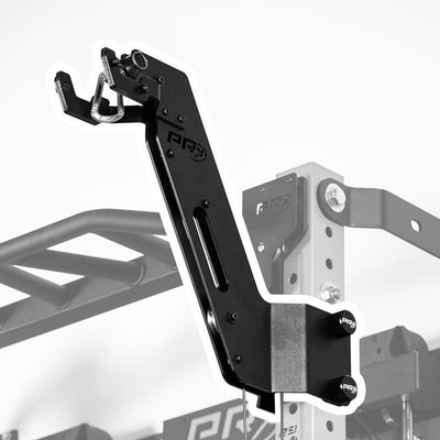 Black metal arm with PRPS logo on a white background