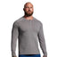 Man wearing a gray long-sleeve henley shirt against a plain background