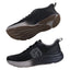 Two black athletic running shoes shown on a light gray background, with one shoe displaying the side and top view and the other showing the sole.