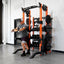 Person using a weight rack in a gym setting