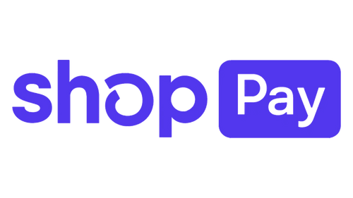 blue shop pay logo over a transparent background