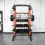 Gym weight rack with weights in a gym setting