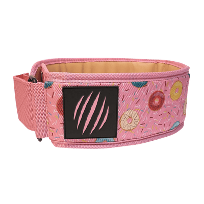 Pink waist trainer with donut pattern on a black background