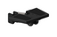 Black metal bracket with wheels on a light gray background