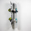 wall mounted ski and snowboard storage with 2 snowboards 