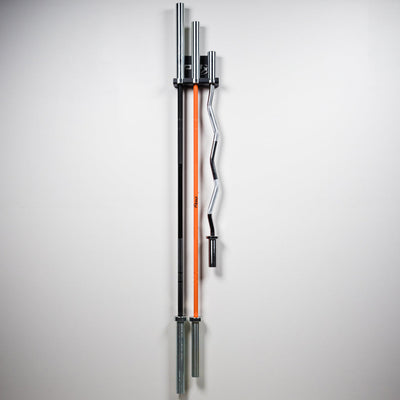 Three-Bar Storage with Men's Bar, Women's Bar, and EZ Curl Bar